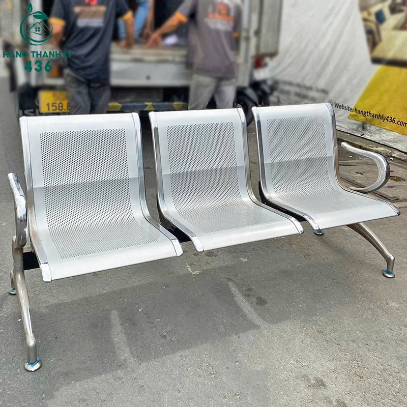 Băng ghế chờ inox 3 chỗ cũ thanh lý