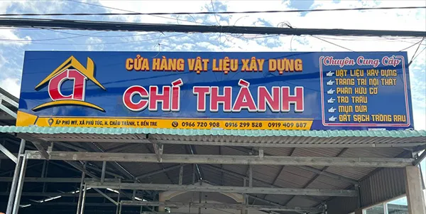 Mẫu biển hiệu cửa hàng vật liệu xây dựng Chí Thành