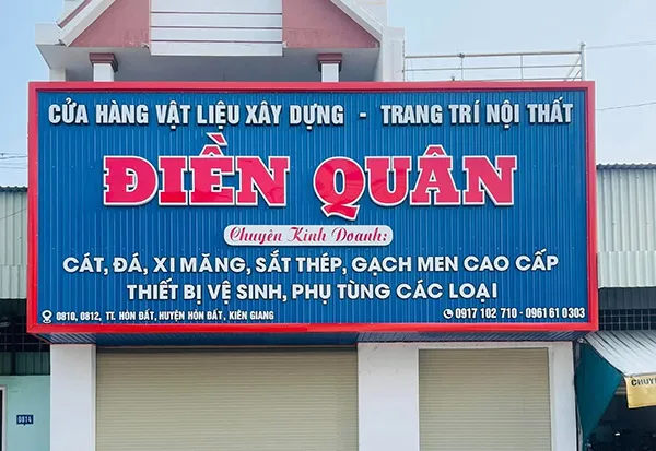 Mẫu biển quảng cáo cửa hàng vật liệu xây dựng Điện Quân