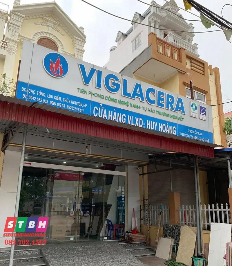 Mẫu bảng hiệu vật liệu xây dựng thiết kế sáng tạo