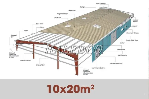 Bản vẽ nhà xưởng 200m2