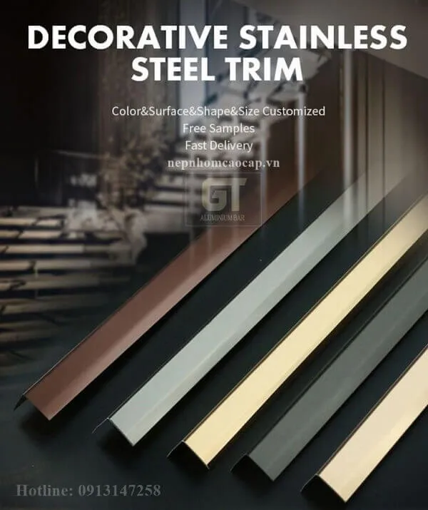 Nẹp trang trí inox có nhiều màu sắc để lựa chọn