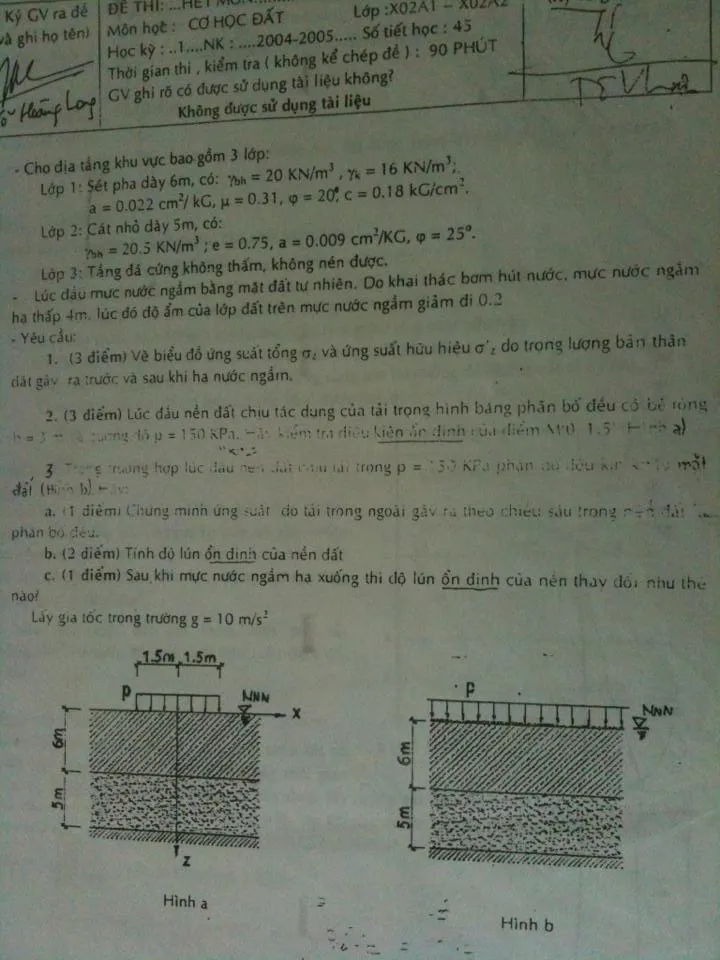 Đề thi cơ học đất