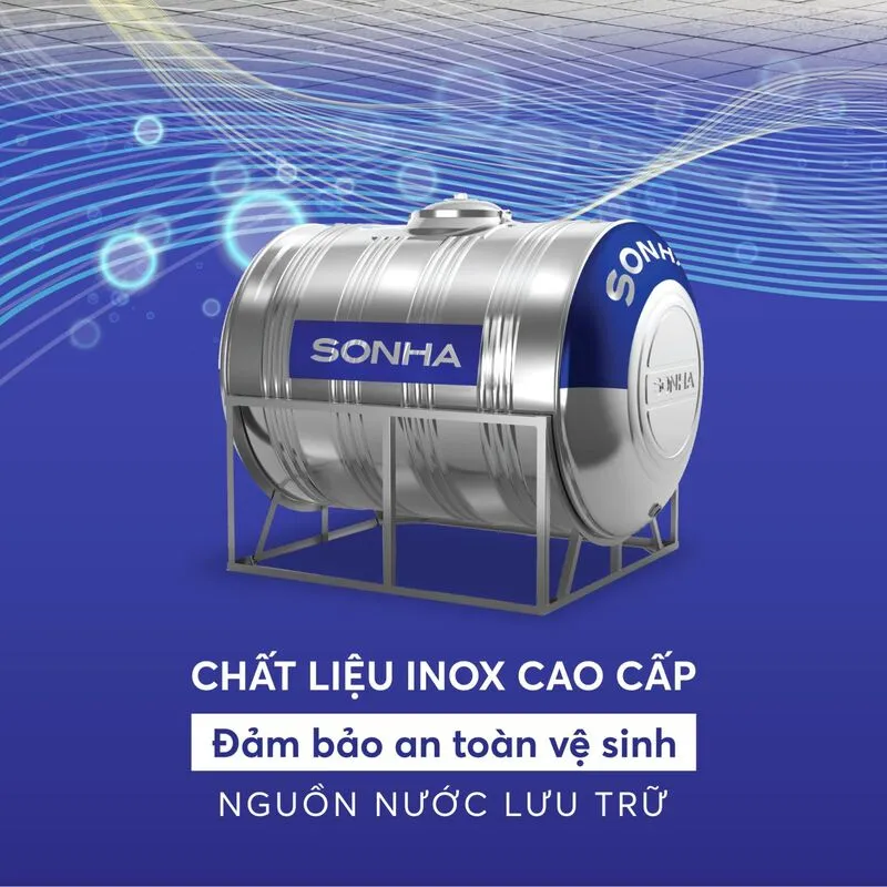 Bồn nước inox Sơn Hà 1000L được sản xuất bằng vật liệu Inox 304 cao cấp