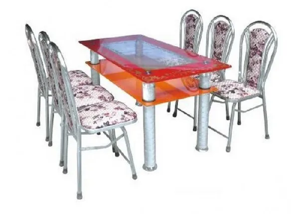 Bộ bàn ghế inox mặt kính cường lực loại tốt