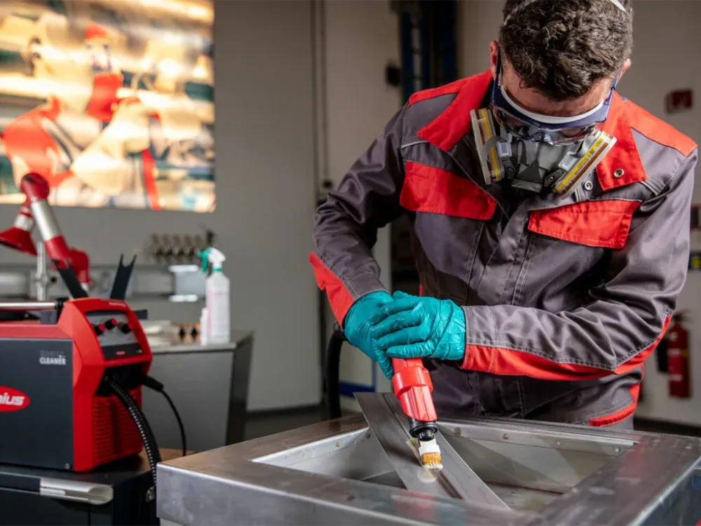 Đánh bóng mối hàn inox bằng bánh nỉ và hóa chất chuyên dụng