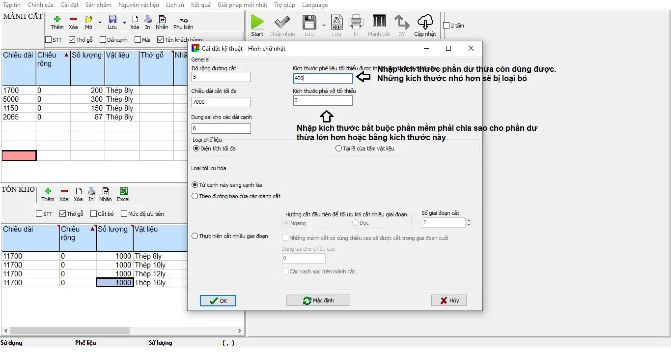 Cài đặt chia cắt tấm hay cài đặt 2D