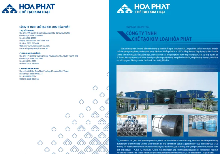Catalogue thép dây đặc biệt Hoà Phát