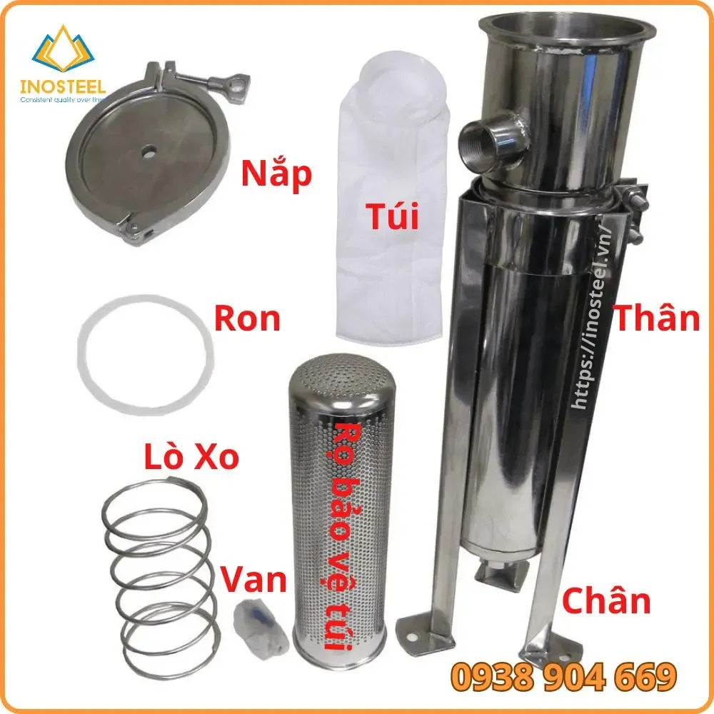 Cấu tạo bình lọc túi inox