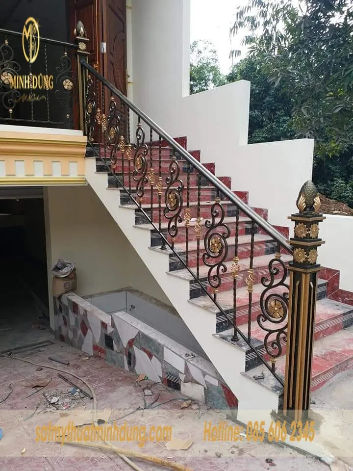 Mẫu tay vịn cầu thang sắt đơn giản hành lang