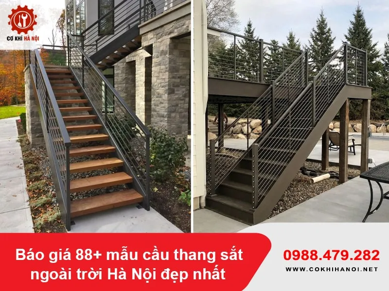 Mẫu cầu thang sắt ngoài trời đẹp hiện đại