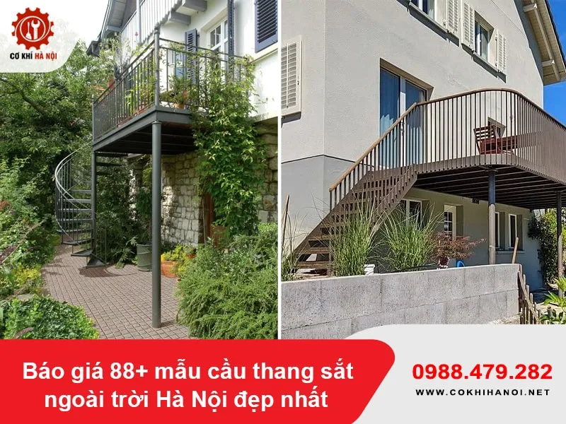 Cầu thang sắt hộp ngoài trời