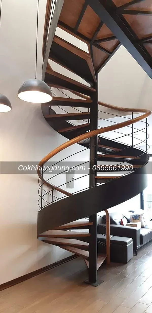 Hình mẫu cầu thang xoắn cột đẹp ấn tượng cho không gian nhà nhỏ hẹp