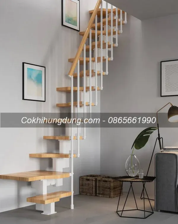 Cầu thang xương cá mini cho nhà nhỏ