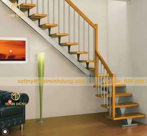 Cầu thang sắt xương cá hiện đại 01