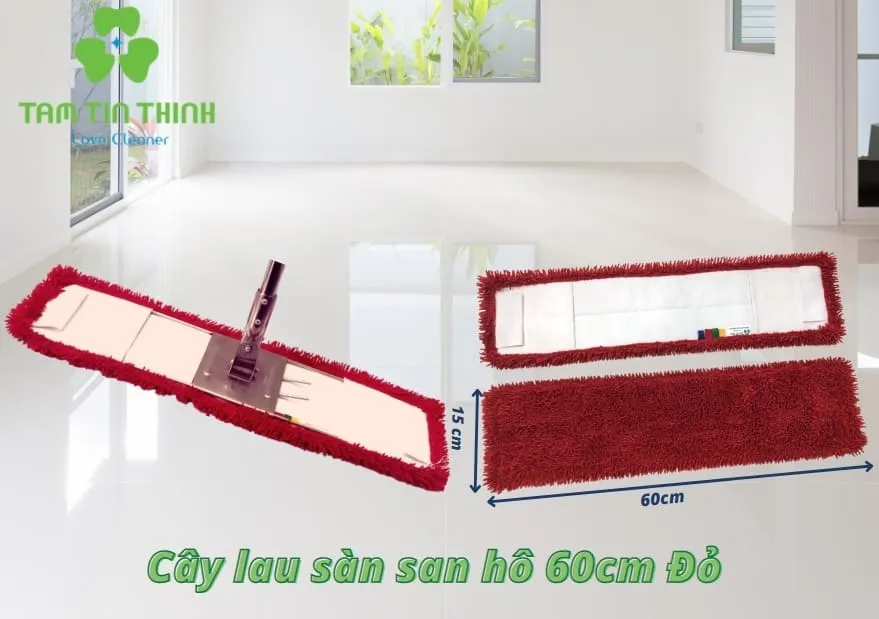 Cây lau sàn Inox san hô 60cm màu đỏ