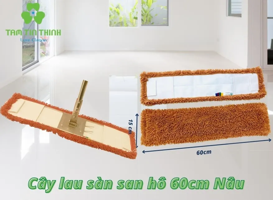 Cây lau sàn Inox san hô 60cm màu nâu