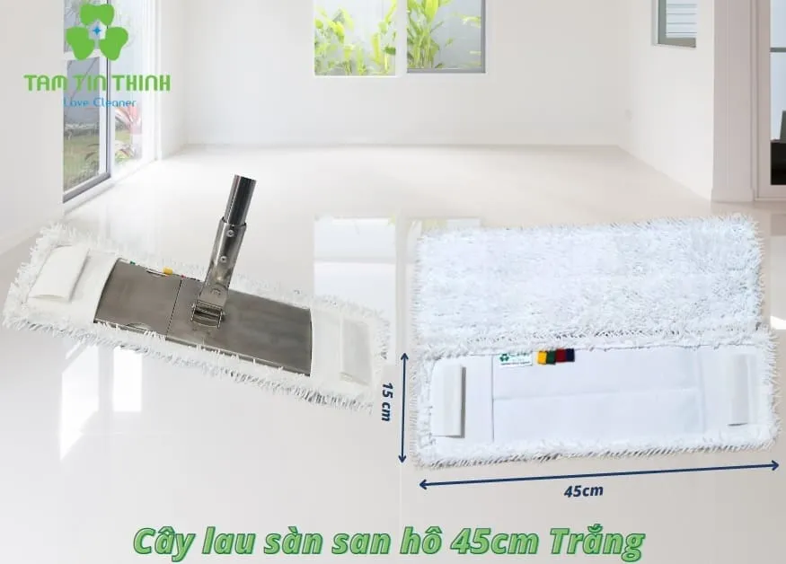 Cây lau sàn Inox san hô 45cm màu trắng