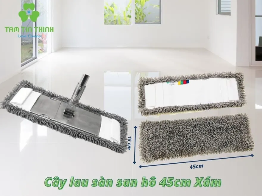 Cây lau sàn Inox san hô 45cm màu xám