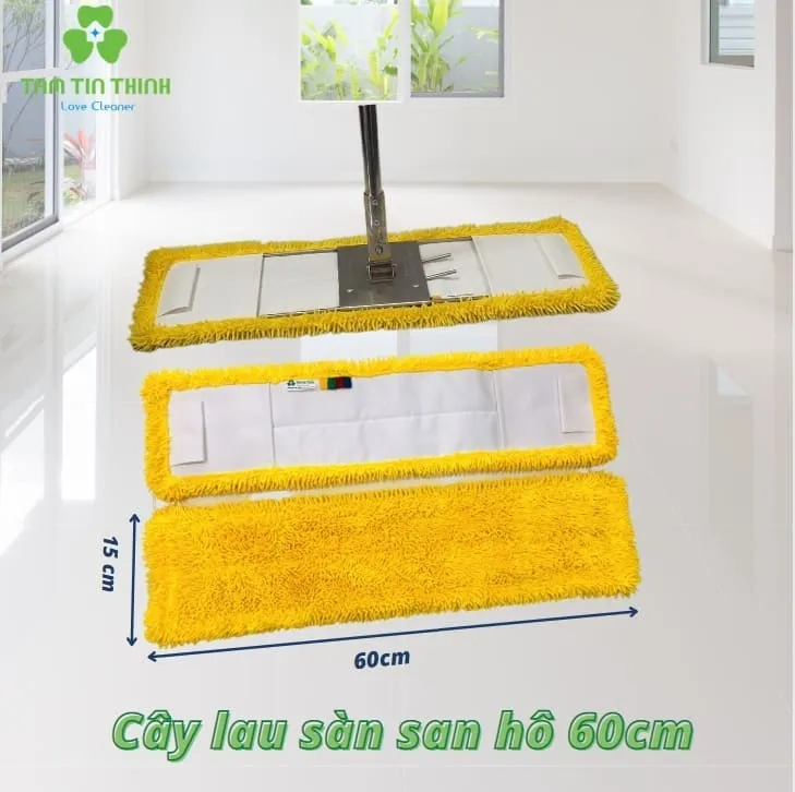 Cây lau sàn Inox san hô 60cm màu vàng