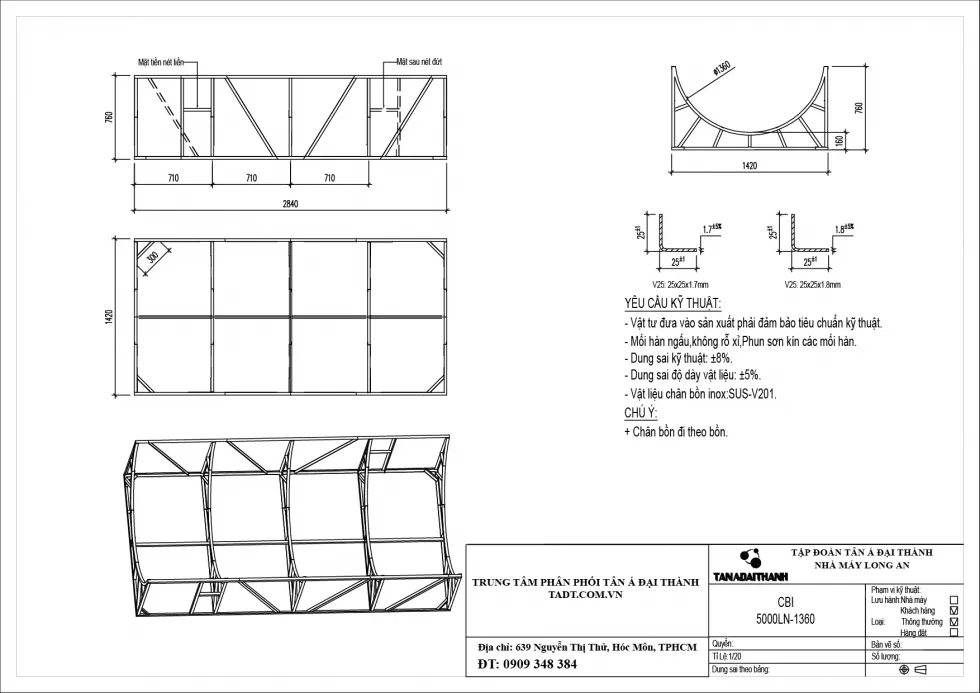 Chân bồn nước inox 5000L Tân Á Đại Thành