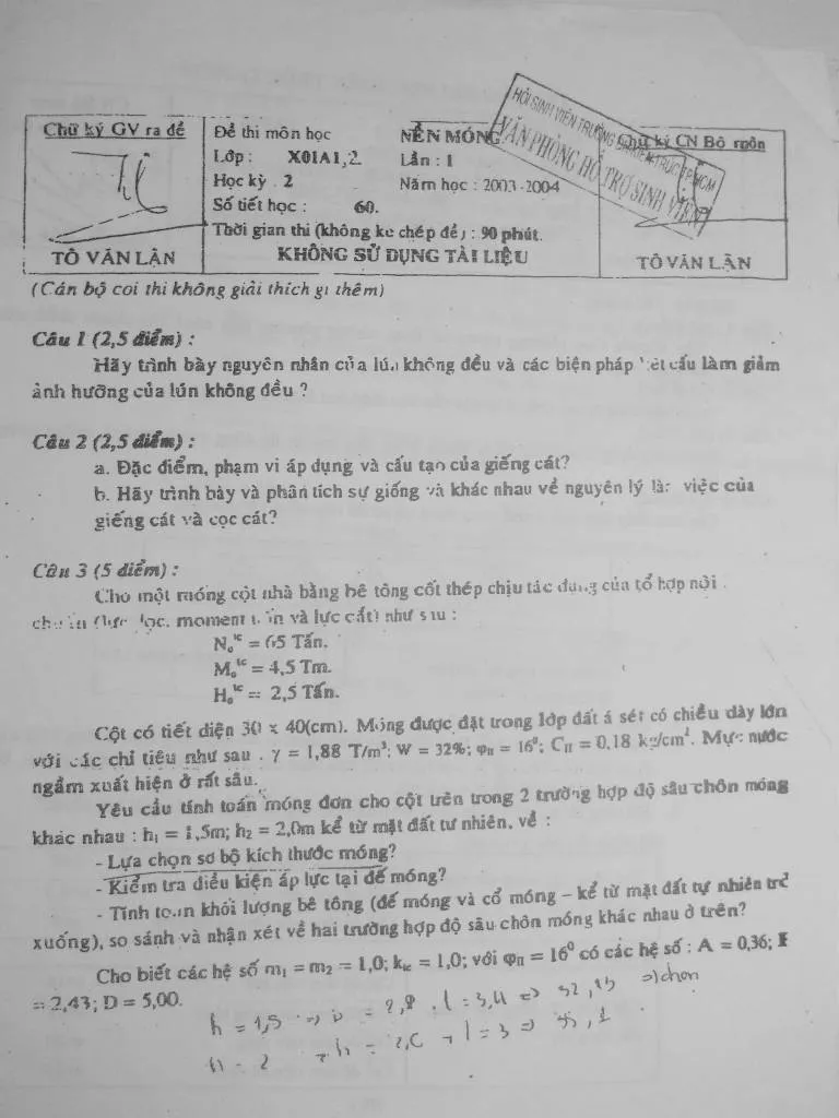 Bài giảng nền móng