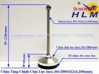 Chân tăng chỉnh chịu lực inox 304 D80M12xL200(mm)