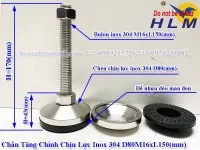 Chân tăng chỉnh chịu lực inox 304 D80M16xL150(mm)