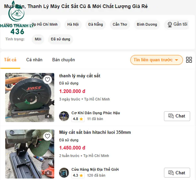 Chợ Tốt - Địa chỉ thanh lý máy cắt sắt cũ