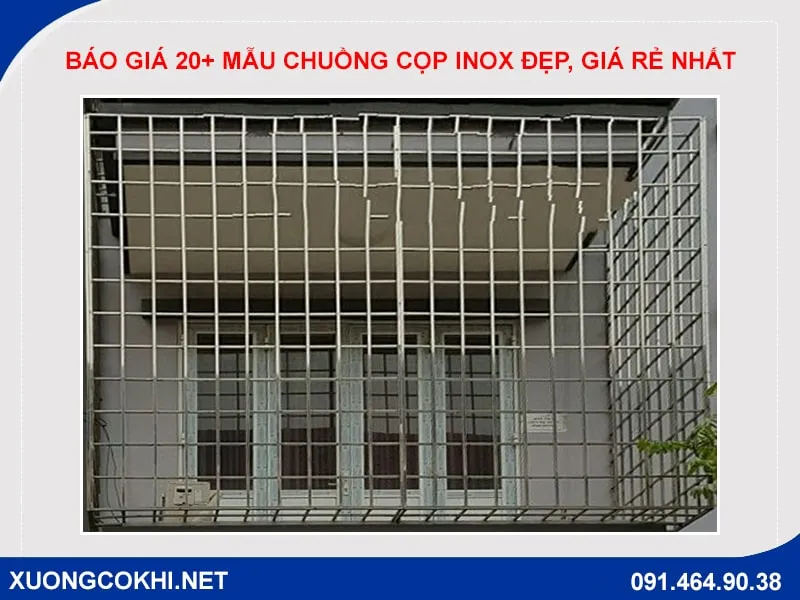 Mẫu chuồng cọp inox kết hợp mái kính cường lực sang trọng
