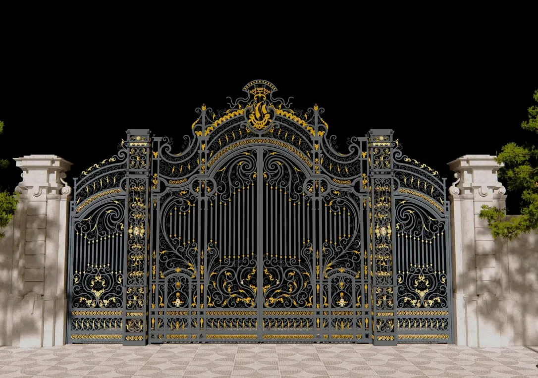 Cổng sắt 4 cánh họa tiết cầu kỳ sang trọng cho biệt thự