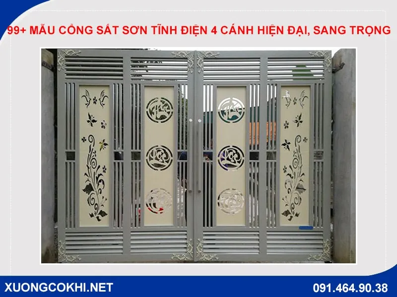 Thiết kế cổng sắt hộp sơn tĩnh điện cho nhà phố hiện đại