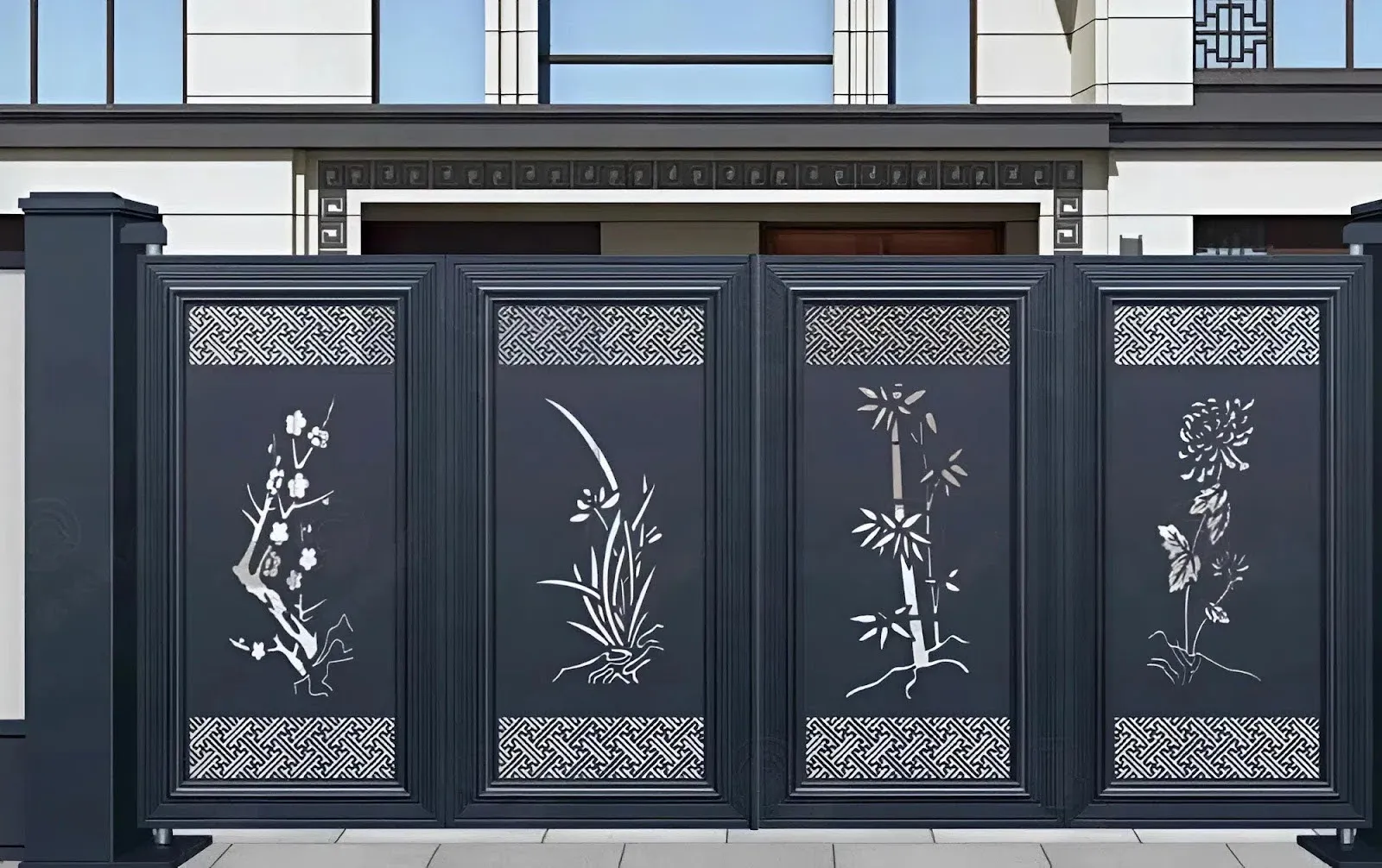 Cổng sắt hộp 4 cánh hiện đại, độ bền cao