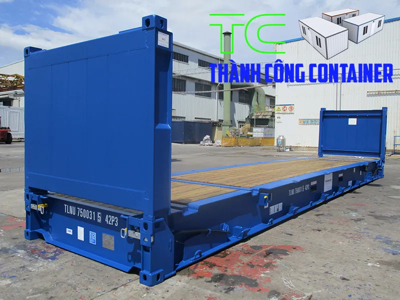 Container 40 feet Flat Rack màu xanh