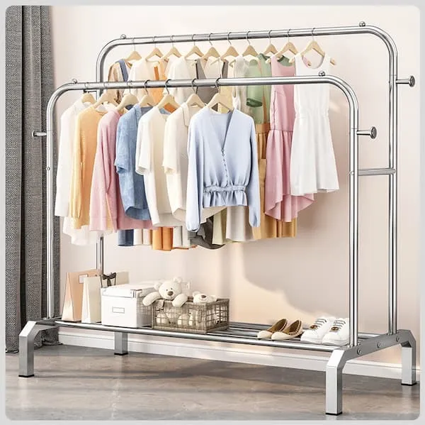 Kệ treo quần áo inox sào đôi 1 tầng