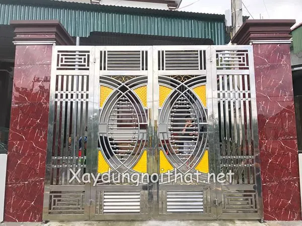 Mẫu cổng inox 4 cánh đơn giản