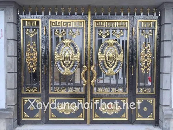 Mẫu cổng inox 4 cánh mạ màu cao cấp