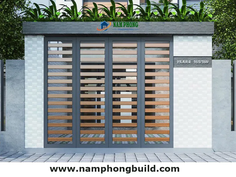 Mẫu cửa cổng sắt 4 cánh sơn tĩnh điện sang trọng