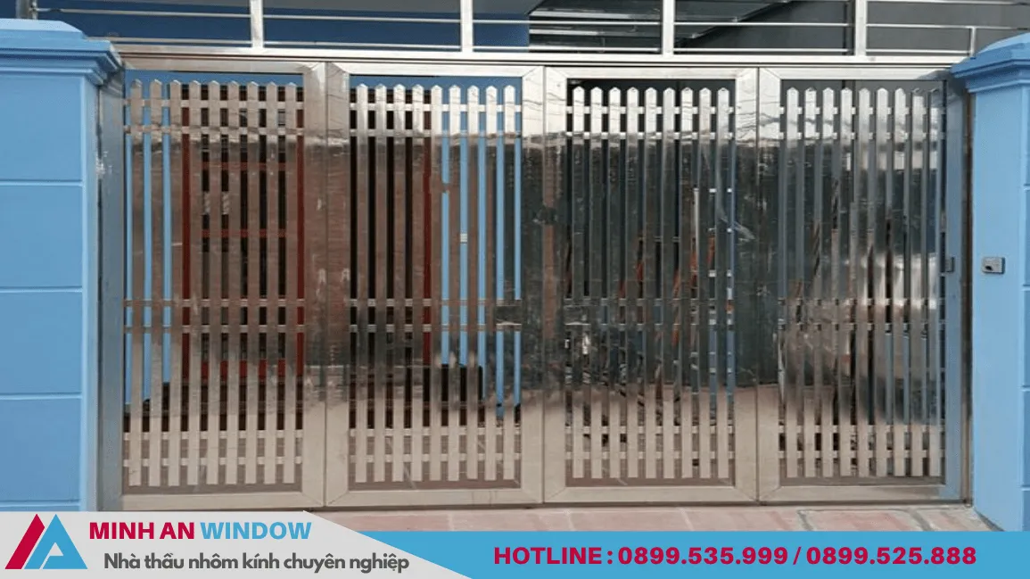 Cửa inox 4 cánh sơn tĩnh điện - Mẫu số 9