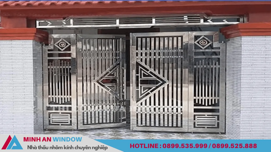 Cửa inox 4 cánh sơn tĩnh điện - Mẫu số 10