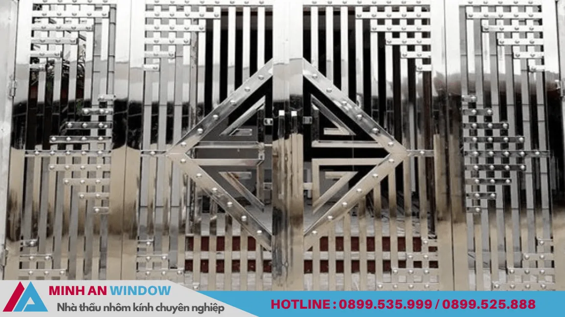 Cửa inox 4 cánh sơn tĩnh điện - Mẫu số 8