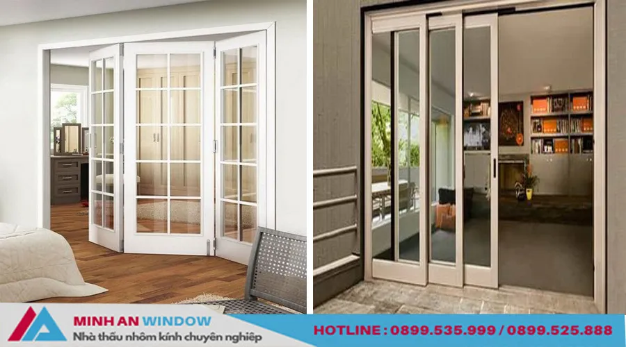 Cửa sổ mở quay 4 cánh làm từ thanh nhựa màu trắng