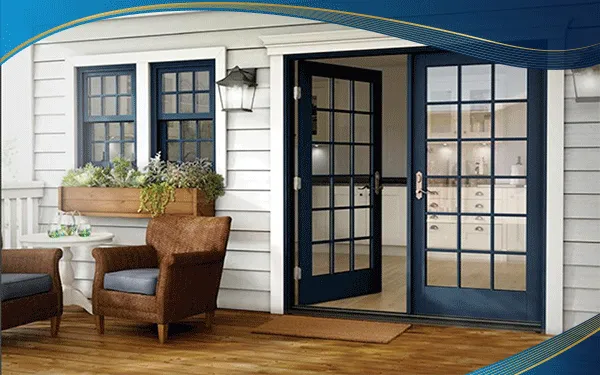 Mẫu cửa nhựa uPVC 2 cánh mở quay có nan trang trí cho công trình nhà ở