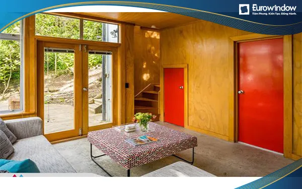 Cửa nhựa lõi thép giả vân gỗ 2 cánh phòng khách