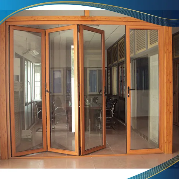 Cửa nhựa lõi thép vân gỗ xếp gấp văn phòng