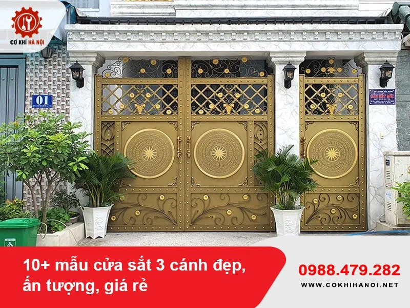 Cửa sắt 3 cánh kết hợp kính