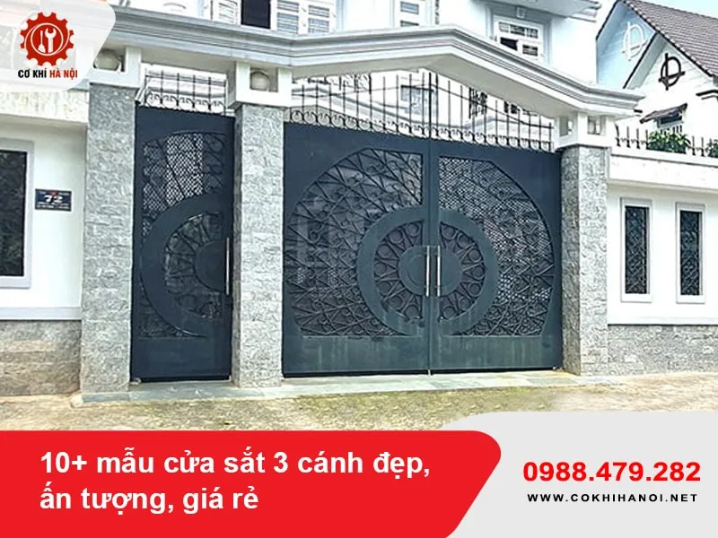 Cửa sắt 3 cánh đơn giản, hiện đại