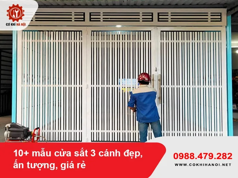 Cửa sắt 3 cánh giả gỗ ấm áp
