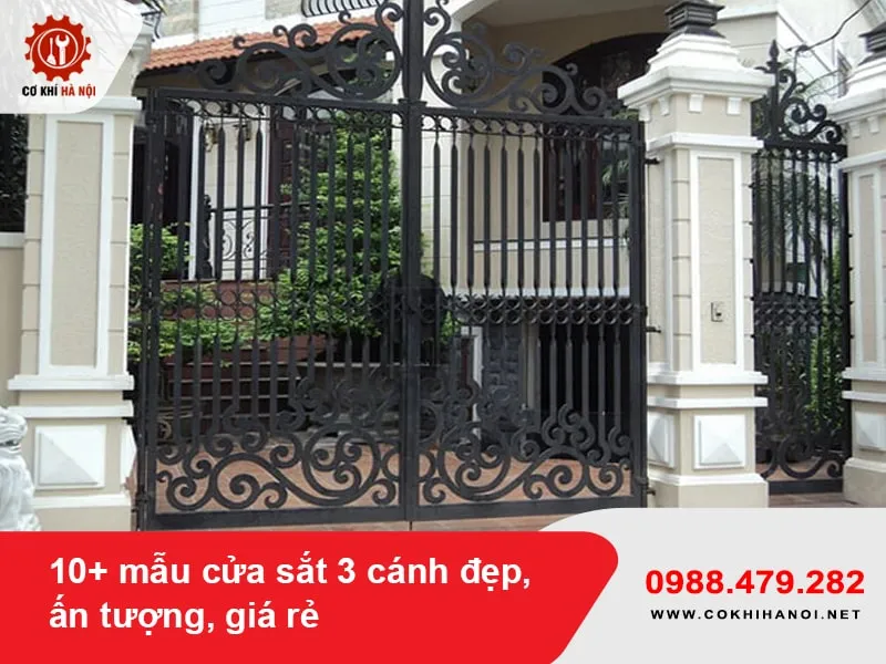 Cửa sắt 3 cánh thiết kế cổ điển sang trọng