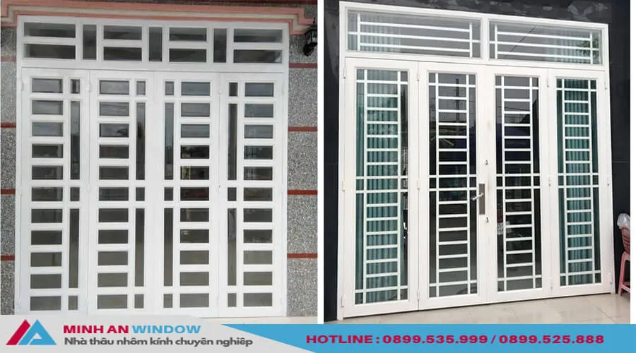 Mẫu cửa sắt đẹp hiện đại với kính